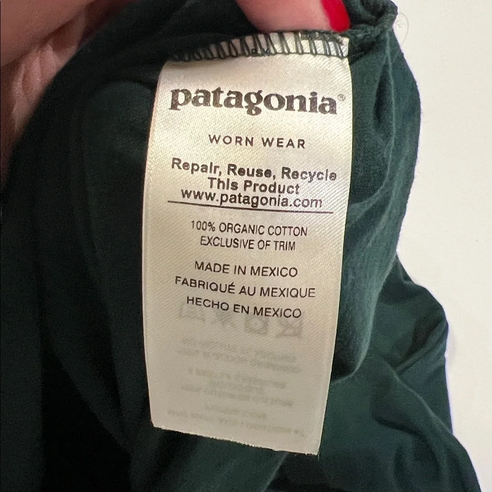 Patagonia - Forest Green Logo Long Sleeve, xs/5-6 child